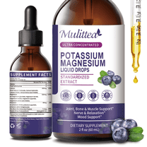 Calcium Magnesium Zinc Supplement Liquid Drops, High Absorption Magnesium Complex & Potassium Plus Calcium, Vitamin D3, Zinc for Leg Cramps & Bone & Energy & Immune Support - 2 Fl oz,Blueberry Flavor