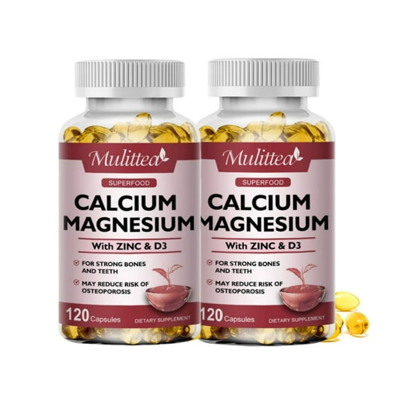 (2 Pack)Calcium Magnesium Zinc Supplement, with Vitamin D3, Strong Bones & Teeth Support, Heart Health,240 VegCaps