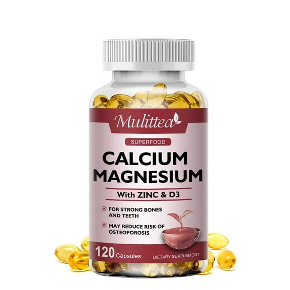 Calcium Magnesium Zinc Capsule Supplement,with Vitamin D3,for Immune Support, Bone, Nerve, and Muscle