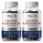 Calcium Magnesium Zinc With D3 Capsule, Vitamin/Mineral Supplement,120 Capsule 2 Pack