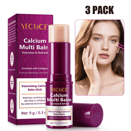 Calcium Moisturizing Balm Stick with Collagen, Gentle Firming & Hydration Care - 3Pack