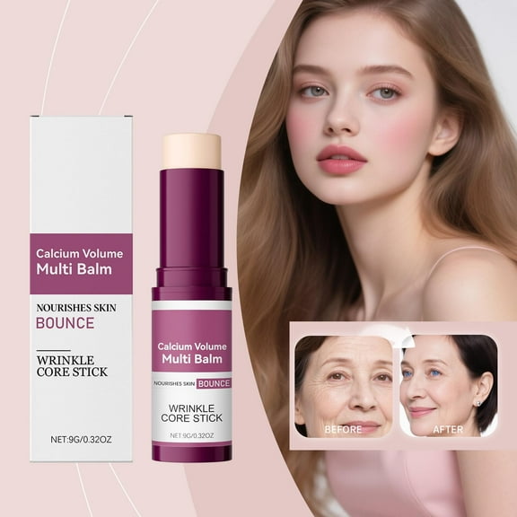 Calcium Multi Balm, Calcium Volume Multi Balm, Wrinkle Core Stick, Korean Collagen Moisturing Stick, Nourishing Skincare Balm for Face, Eye Area, Lips & Neck, Hydrating and Firm-Looking Skin, 0.32oz