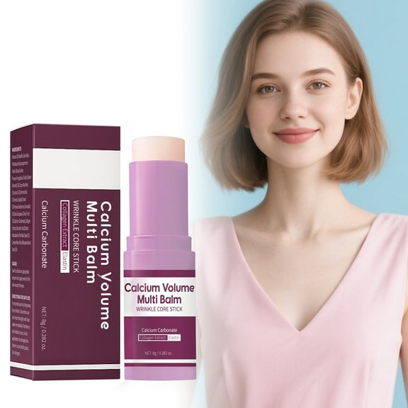 Calcium Multi Balm, Calcium Volume Multi Balm, Wrinkle Core Stick, Korean Collagen Moisturing Stick, Nourishing Skincare Balm for Face, Eye Area, Lips & Neck, Hydrating and Firm-Looking Skin, 8g