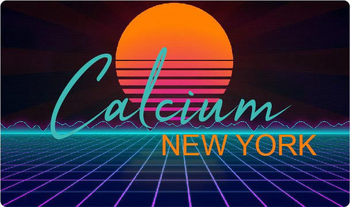 Calcium New York 2 X 1.25Inch Vinyl Decal Stiker Retro Neon Design