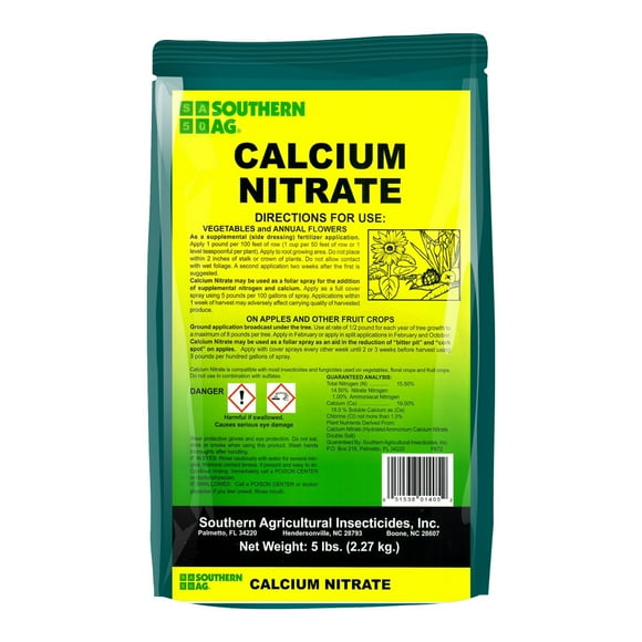 Calcium Nitrate - Provides Calcium and Nitrogen to Vegetables and Flowers - 5 lb Bag by Southern Ag
