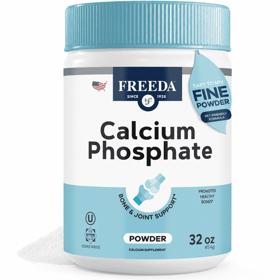 Calcium Phosphate Powder for Humans & Pets – Freeda Kosher Vegan Bone Health Supplement – 32 oz