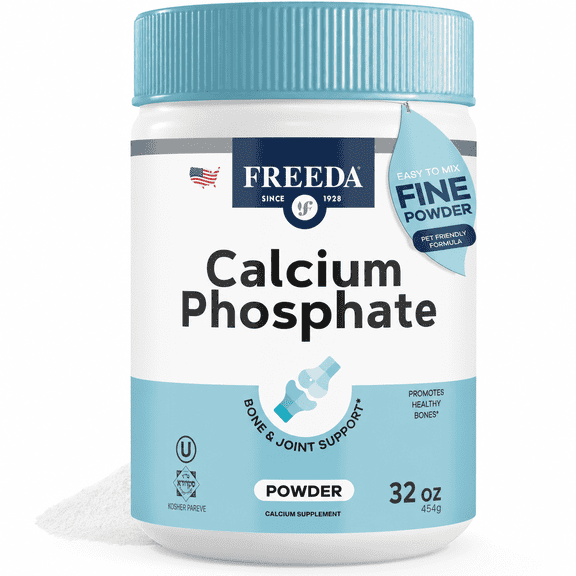 Calcium Phosphate Powder for Humans & Pets Freeda Kosher Vegan Bone Health Supplement 32 oz