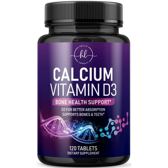 Calcium Supplement 1200 mg - with Vitamin D3 for Best Absorption - Supports Immune Health, Bones & Teeth - Natural Calcium Carbonate + 1600 IU of D3 - Bottled in USA for Women & Men - 120 Tablets
