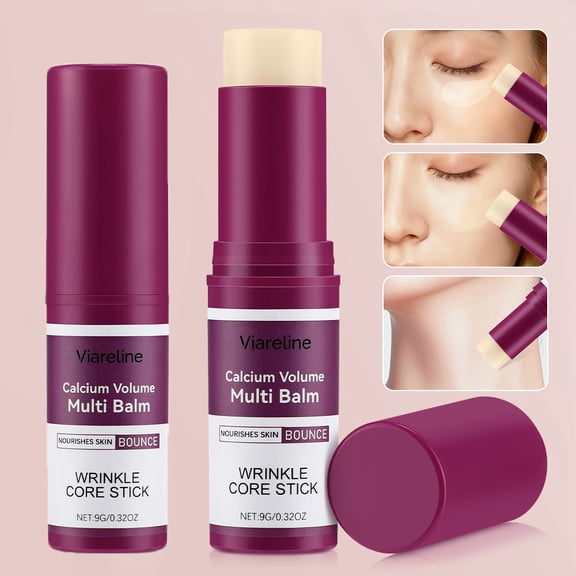 Calcium Volume Multi Balm Stick, 2Pcs Moisturing Stick to Support Skin Firmness and Hydration, Suitable for Eyes, Face, Neck, All Skin Types, 9g/0.4Oz