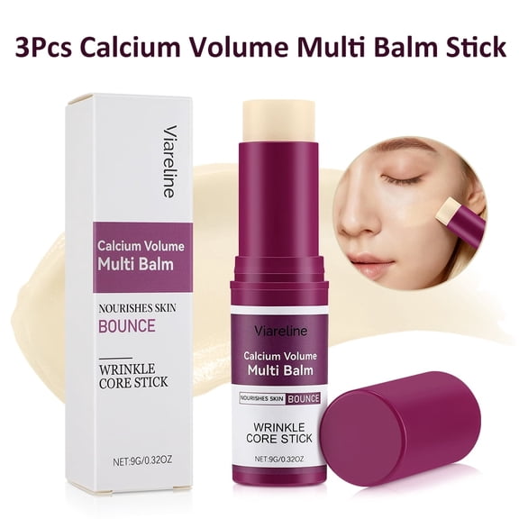 Calcium Volume Multi Balm Stick, 3Pcs Moisturing Stick to Support Skin Firmness and Hydration, Suitable for Eyes, Face, Neck, All Skin Types, 9g/0.5Oz