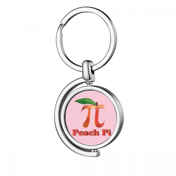 Calculating Mathematical Pi Peach Rotating Keychain Metal Keyring Holder