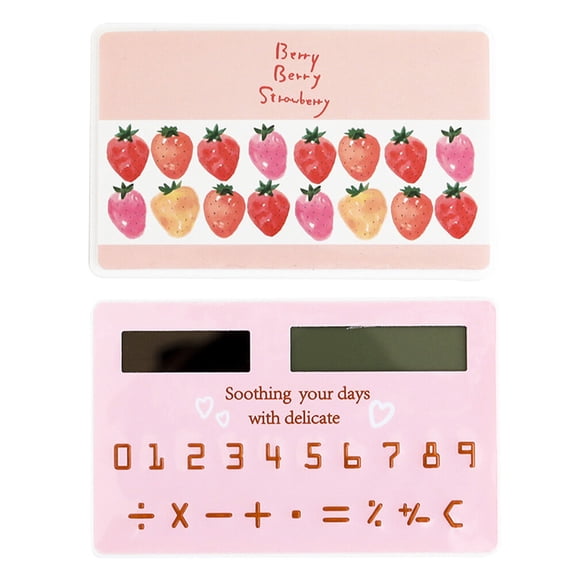 Supvox 2Pcs Solar Energy Calculator Assorted Color Thin Portable Pet Material Pocket Tool