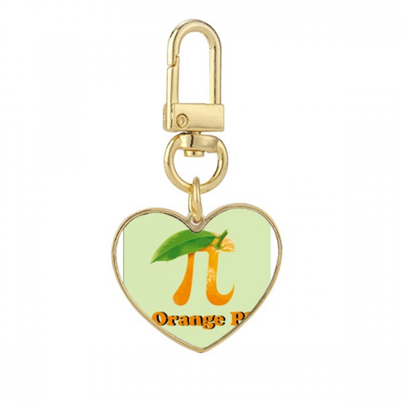 Calculation Mathematical Pi Orange Gold Heart Keychain Metal Keyring Holder
