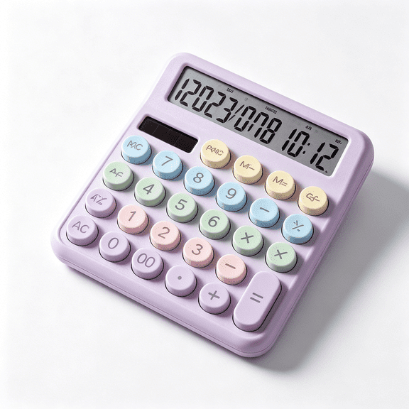 Calculator 12 Digit LCD Display, 15Tilt Screen and Big Buttons as Desktop, for Home, School and Office Use, Purple, 6*5.5 inch
