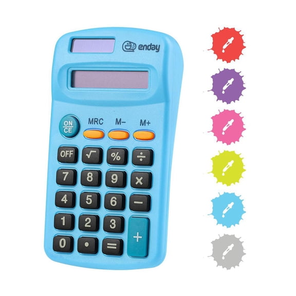 Calculator Basic Small Solar and Battery Operated, Large Display Four Function, Auto Powered Handheld Calculator School and Kids