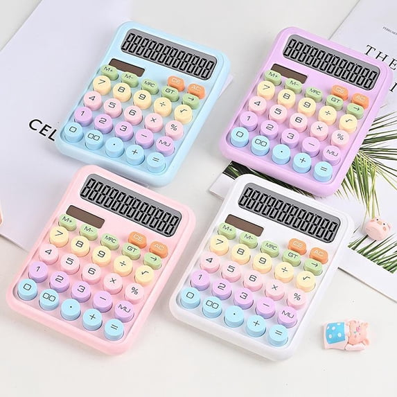 Calculator Computer Scientific, Dopamine Color Mechanical Key Portable with Large 12-bit Lcd Display, Solar and Battery Powered Polypropylene Educational Office Home Use, Topliu