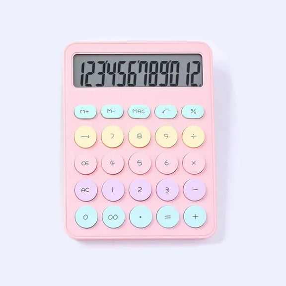 Calculator | High Color Dopamine Mechanical Key | Large 12-Digit LCD Screen | Dual Power Solar and Battery | Portable Polypropylene | Candy Colors | Smooth Buttons | Home Office Use | 1 Pack