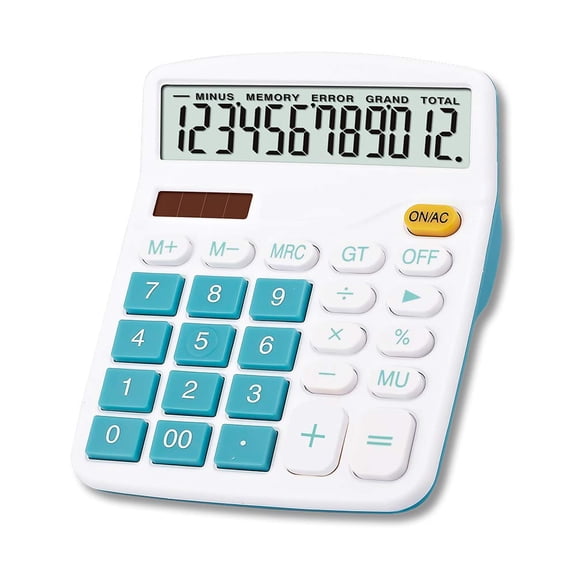 Calculator Large Display Desktop Calculator Solar Battery Dual Power 12 Digit Financial Dedicated Calculator Standard Function Desktop Business Calculator Multifunctional KA08 Blue