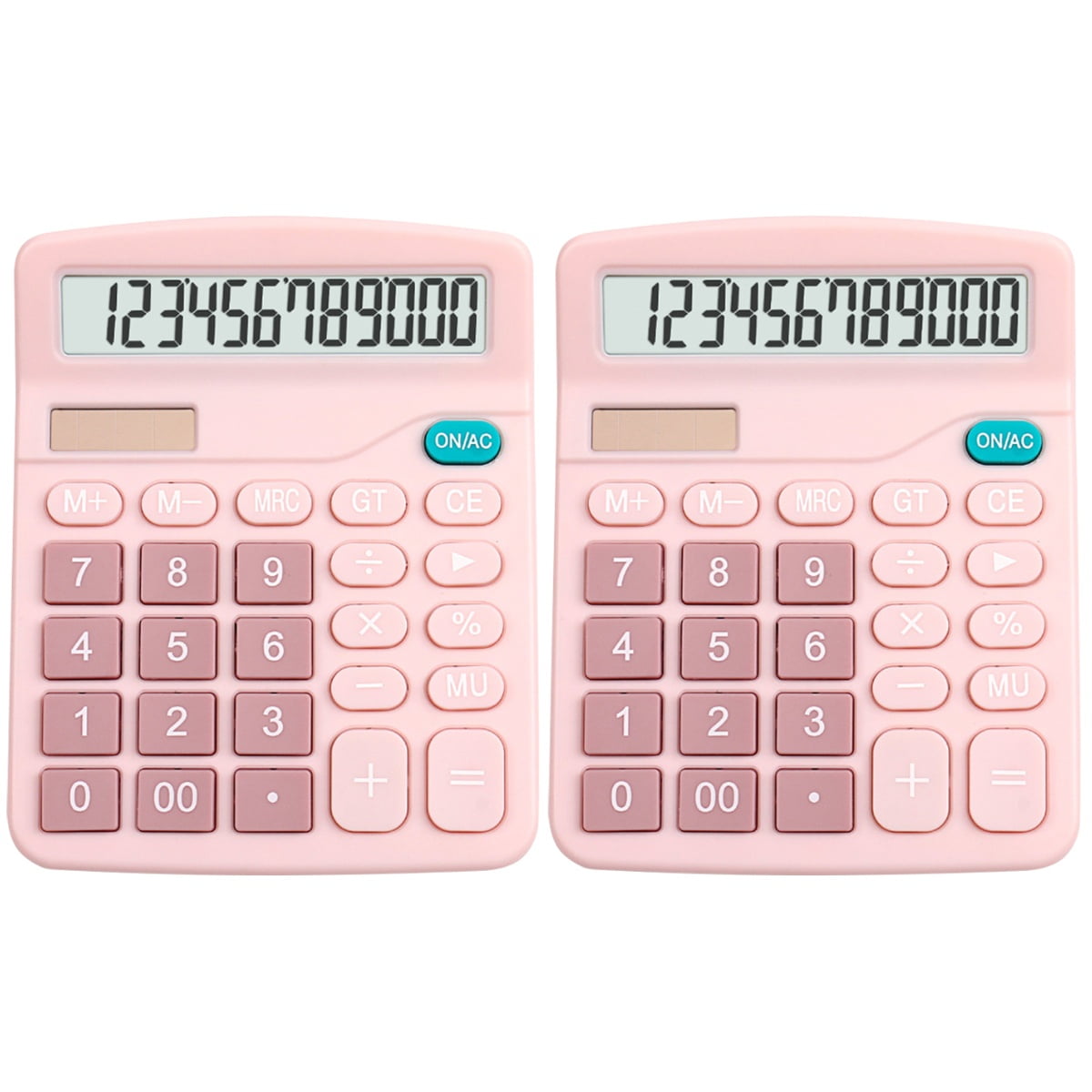Calculator Set of 2 Solar Calculators Office Supplies Arithmetic Portable Pink Abs