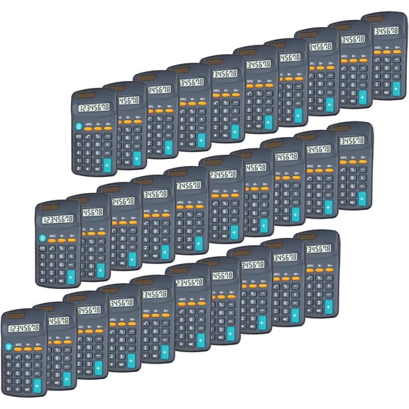Calculator Small, 4 Function Calculators with Solar Power 8 Digit Small Pocket Size Desktop Handheld for Classroom Desktop Home (Black,Set of 30)