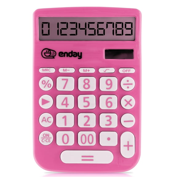Calculator for Students Pink, Basic Calculator 12 Digits Solar Powered Calculators Large Display Office Desktop Calculator Four Function Handheld Desk Calculator Perfect for Office & School-by Enday