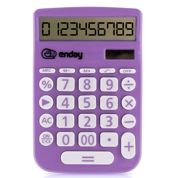 Calculator For Students Purple, Basic Calculator 12 Digits Solar Powered Calculators Large Display Office Desktop Calculator Four Function Handheld Desk Calculator Perfect for Office & School-By Enday