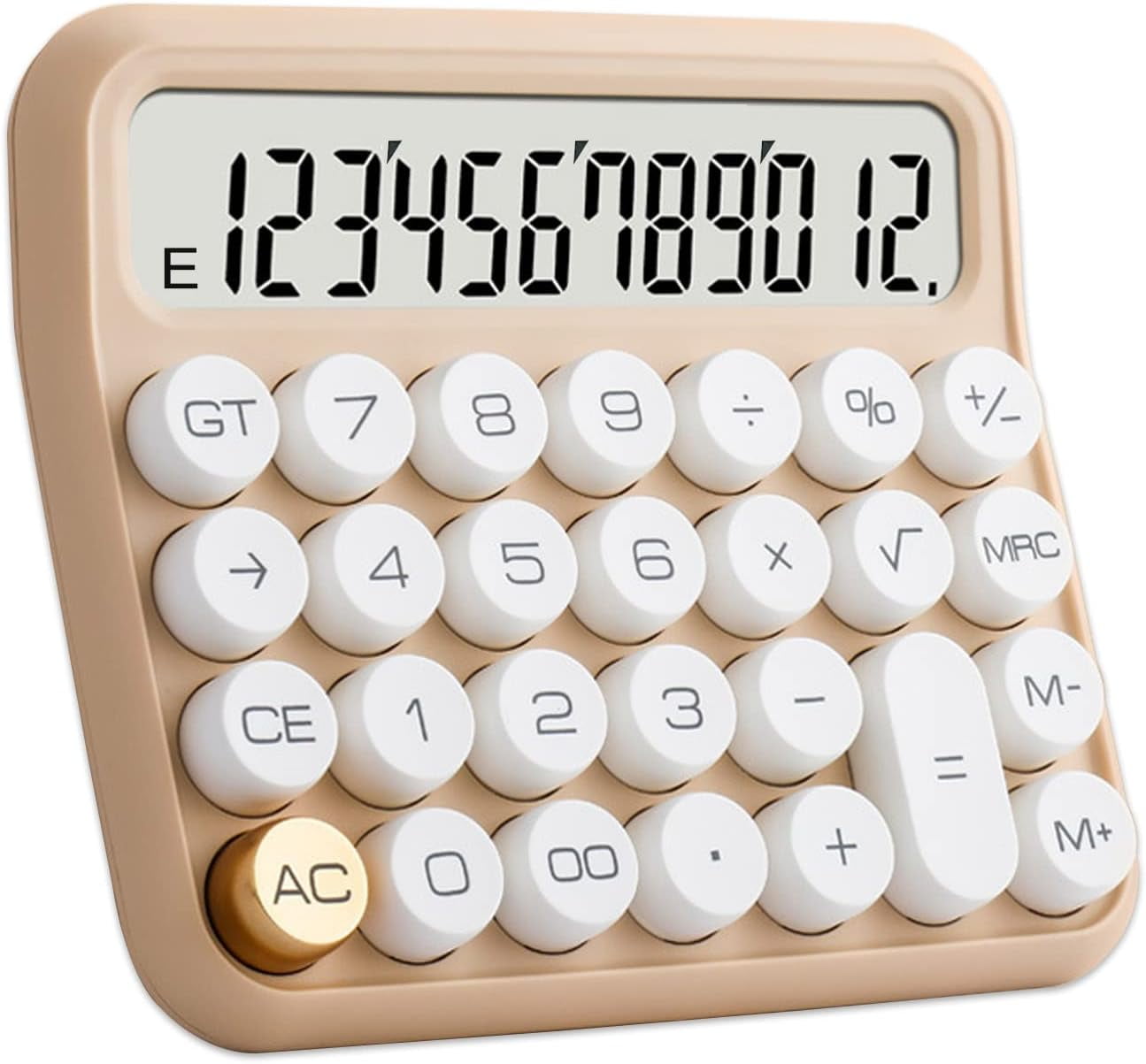 Calculators, Desk Calculator, Basic Standard Calculator,12 Digit Lar LCD Display Big Button for School, Home & Business Use, Gold Accessories(Bei)