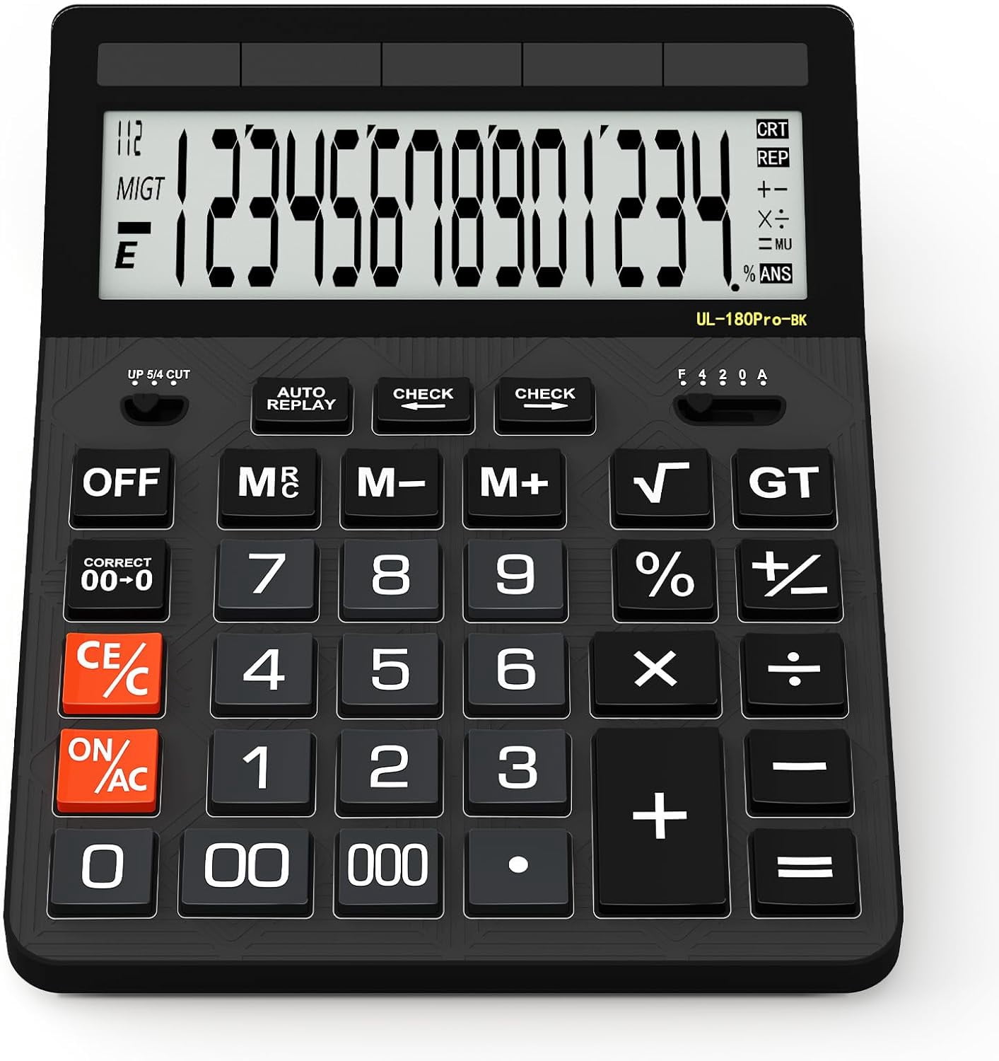Calculators Desktop, 2026 Upgrade 14 Digit Large Size Calculator with 5-Inch LCD Display and Solar Power, Office for Desk (Black)