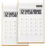 Calculators, Desktop Calculator with Large LCD Display, 10 Digits Solar Power Basic Office Calculator, Gold Office Desk Supplies and Accessories