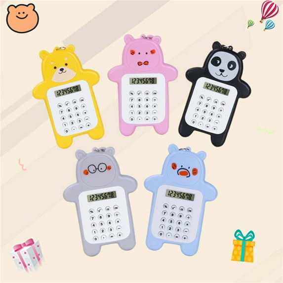 Calculators Desktop, Cute Bear Calculator, Basic Button Battery Powered, Handheld Calculator Schools And Children Can Choose , Yellow, Blue, Cyan And Brown.