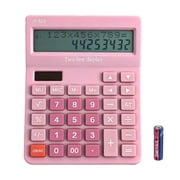 Calculators Desktop, Desk Calculator with Large 2 Line Display, Basic Calculator with Big Button, 4 Function Calculator for Business, Students, Office Supplies Pink
