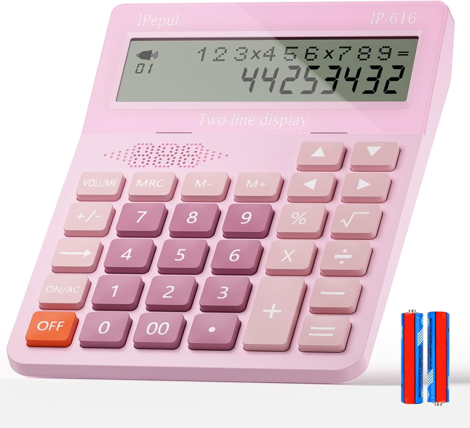 Calculators Desktop, Desk Calculator with Large 2 Line Display, Talking Basic big Button & Adjustable Volume, 4 Function for Business, Students,School Office Supplies(Pink)
