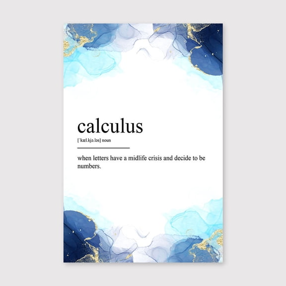 Calculus Definition Minimalist Canvas Print – Elegant Blue Watercolor Home Decor Artwork - 8x12 inches