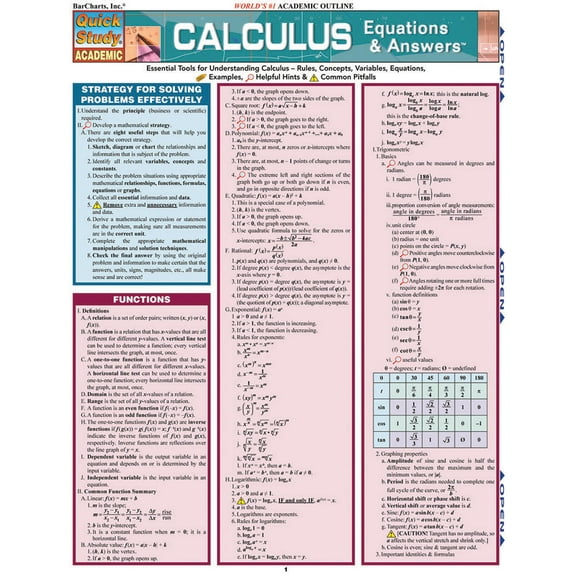 Calculus Equations & Answers (Other)
