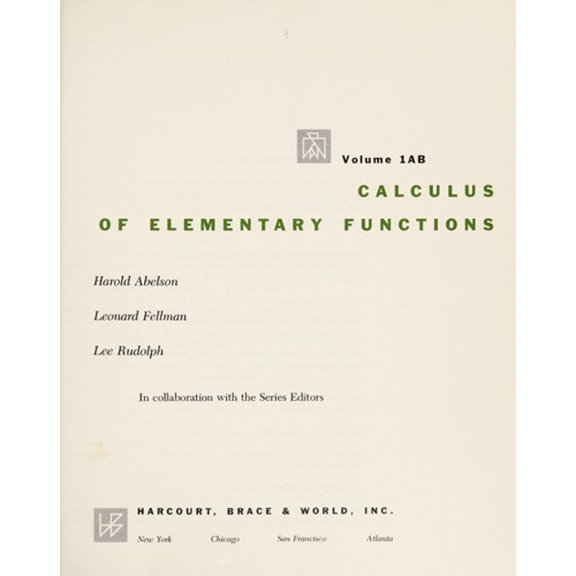 Pre-Owned Calculus of Elementary Functions (Hardcover) 0155185209 9780155185203