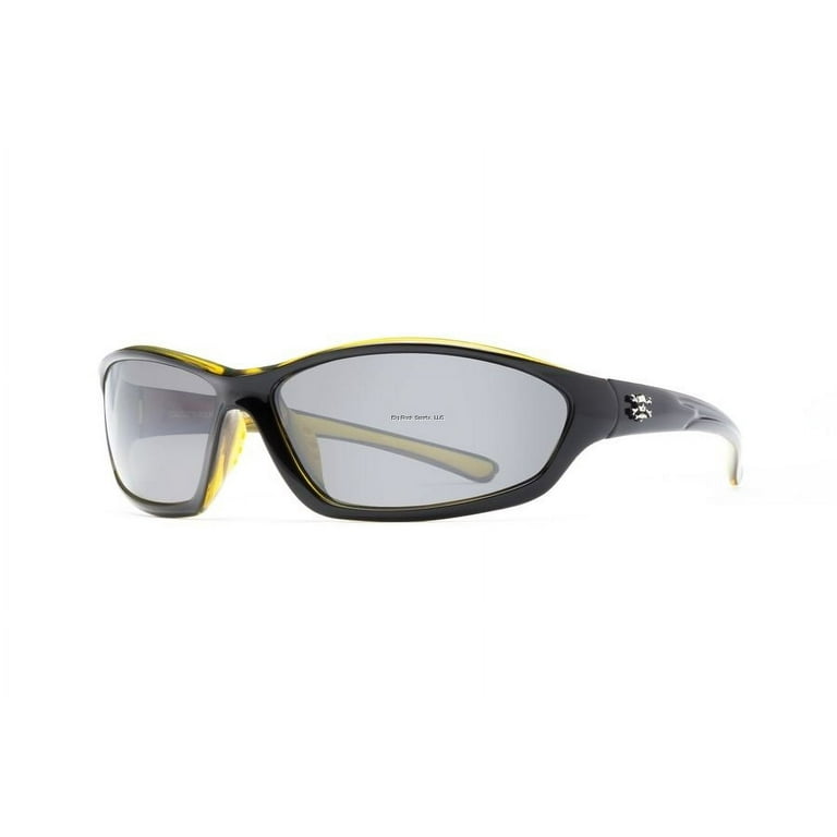 Calcutta BS1SM Backspray Sunglasses Shiny Black/Sil Mirror/ Yellow