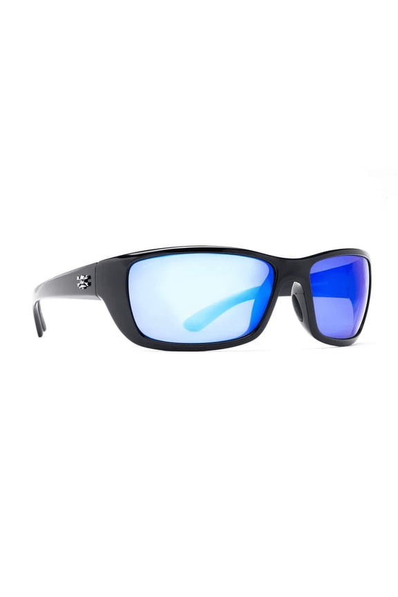 Meads Polarized Sunglasses Shiny Black/Blue Mirror Lens