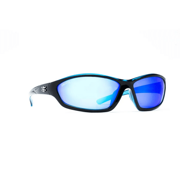 Calcutta Bowman Polarized Sunglasses Shiny Black/Blue Mirror Lens
