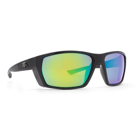 Calcutta Calico Sunglasses Shiny Black Frame/Green Mirror Lens
