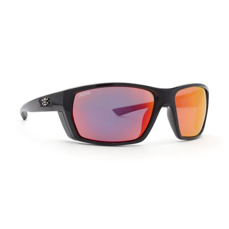 Calcutta Calico Sunglasses Shiny Black Frame/Red Mirror Lens