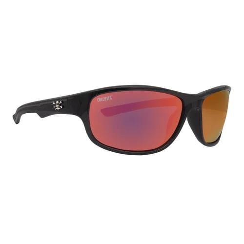 Calcutta Columbia Polarized Sunglasses Shiny Black Frame/Red Mirror Lens