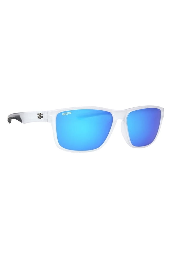 Jetty Polarized Sunglasses Crystal Smoke Frame/Blue Mirror Lens