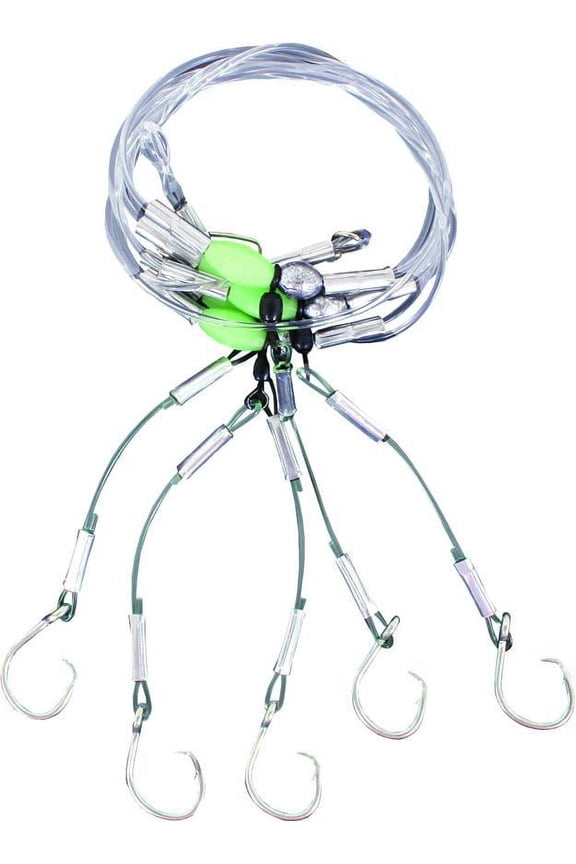 Deep Drop Rig Saltwater Lure with Shank Circle Hook, #12, 5-Drops