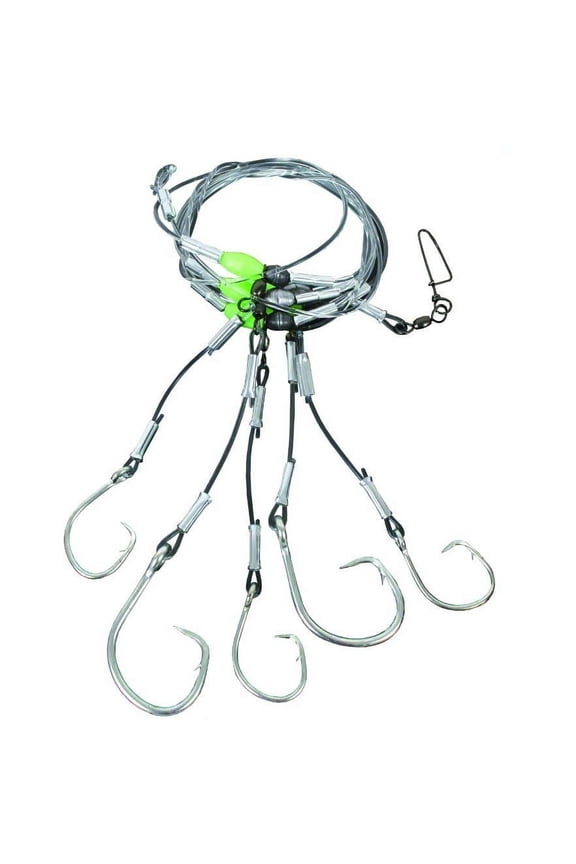 Deep Drop Rig Saltwater Lure with Shank Circle Hook, #15/0, 5-Drops
