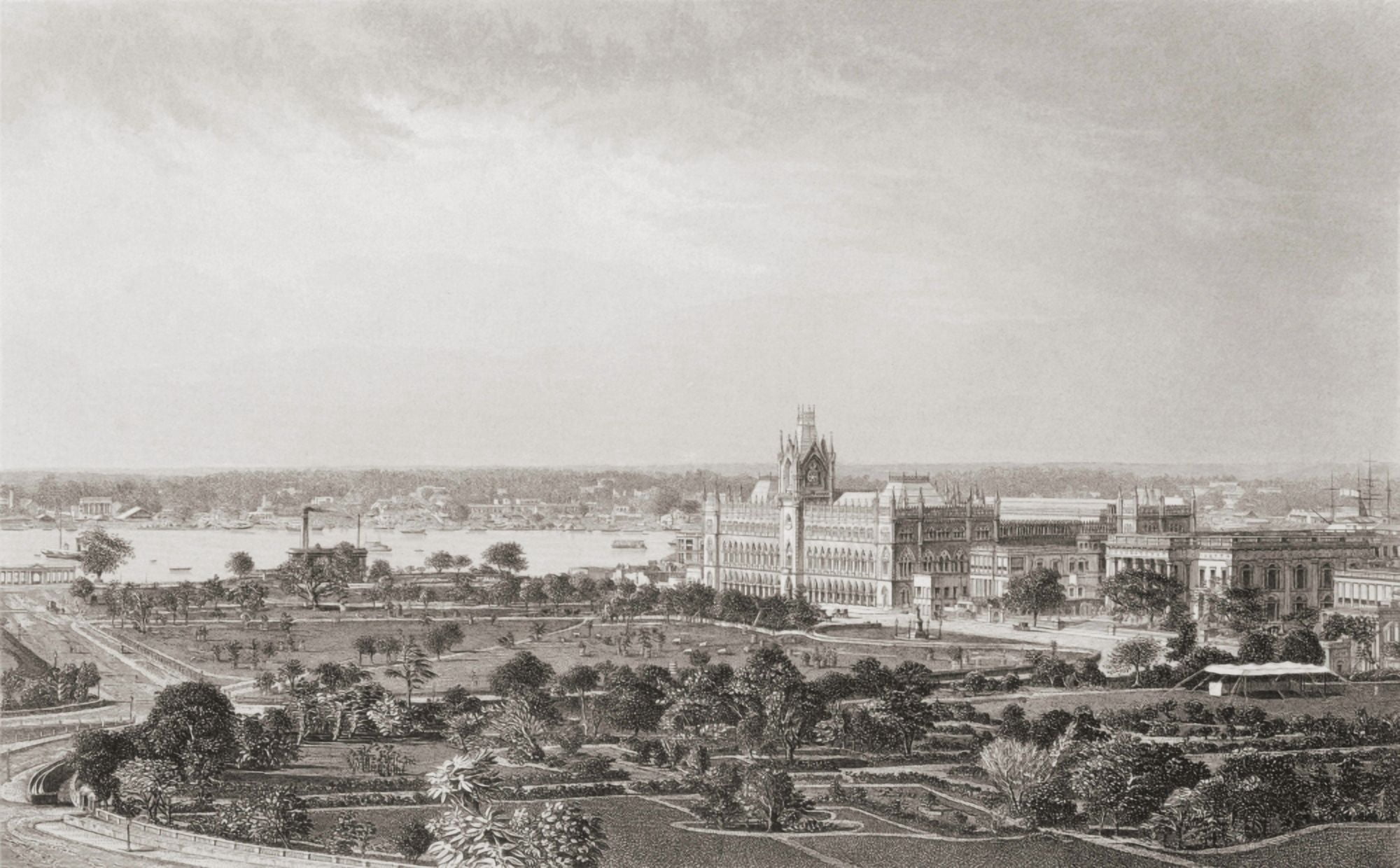 Calcutta India From A 19Th Century Print From The Age We Live In A History Of The Nineteenth Century Canvas Art - Ken Welsh Design Pics (36 x 22)