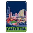 thumbnail image 1 of Calcutta India - Metro Cinema - Vintage Travel Poster by Dilip Kumar DasGupta c.1938 - 8 x 12 inch Vintage Wood Art Sign, 1 of 4