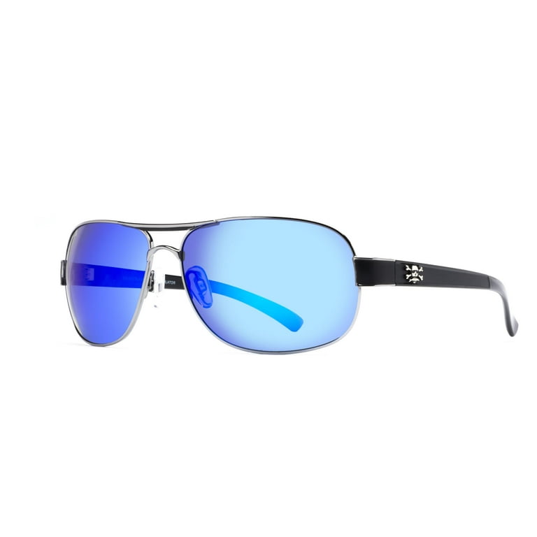 Calcutta RG1BM Regulator Sunglasses Black Wire Frame Blue Mirror Lens 