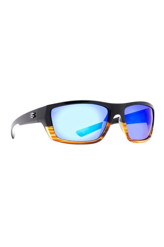 Sancho Polarized Sunglasses Wood Grain Fade Frame/Blue Mirror Lens