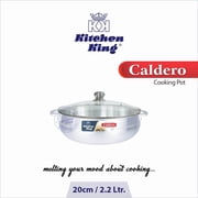 Caldero Pot Metal Finish with Glass Lid | 20cm / 8