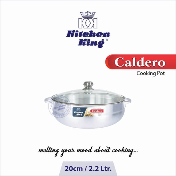 Caldero Pot Metal Finish with Glass Lid | 20cm / 8"